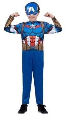 Avengers Captain America Boys Jumpsuit & Mask Halloween Costume Large 12-14